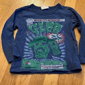Mini Boden Blue and Green Graphic Long Sleeve Tee